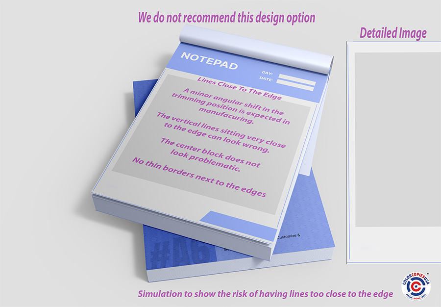 Example of a poorly placed thin border looking skewed after trimming.