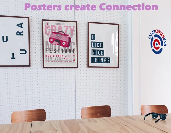 picture showing posters in the workplace creating connection among people picture showing posters in the workplace creating connection among people