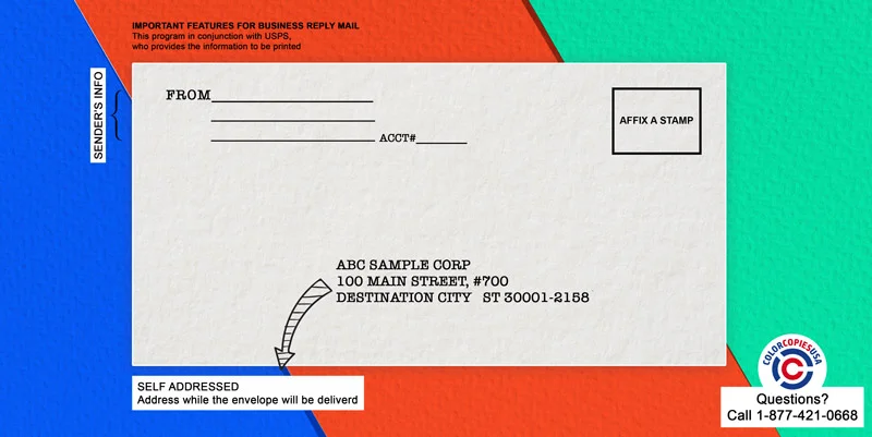 Classic example of what a #9 Return Envelope that requires a mailing stamp looks like - Image with annotations Classic example of what a #9 Return Envelope that requires a mailing stamp looks like - Image with annotations