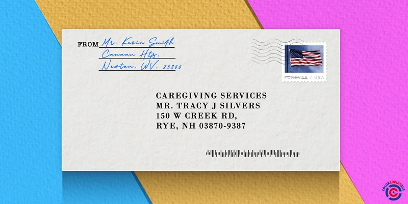 Addressing a #9 return envelope. Image showing the areas Addressing a #9 return envelope. Image showing the areas