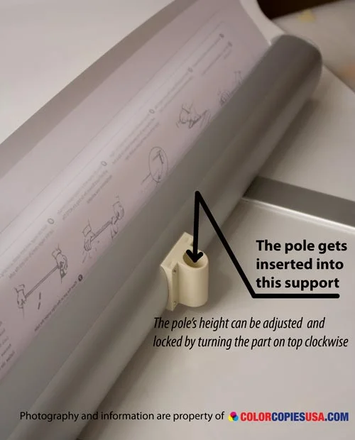 mounting a retractable banner requires a pole to be inserted into the bottom part of the retractable banner