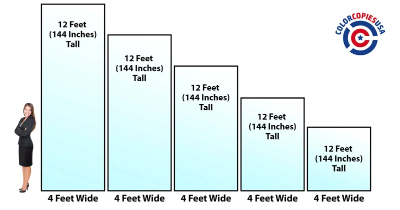 Vertical vinyl banner sizes compared to a person's height Vinyl banner sizing for vertical banners compared to a person