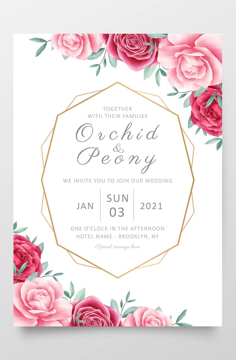 example of a 5 x 7 invitation that fits into A7 envelopes
