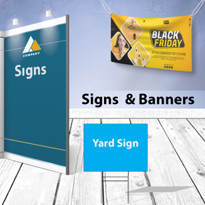 Signs, posters, vinyl banners, yard signs, feather flags and more